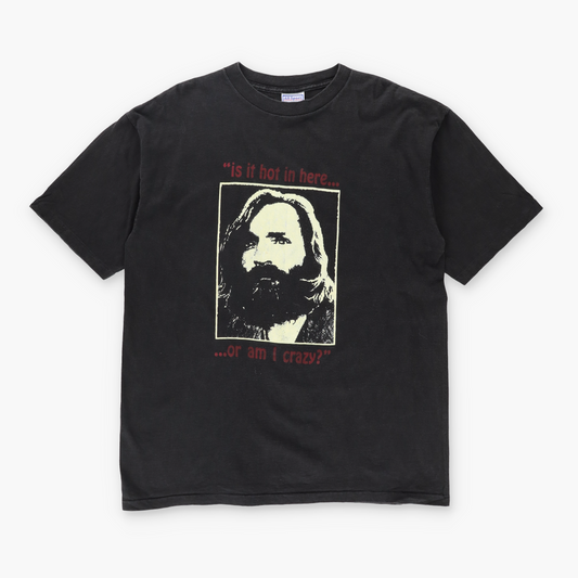 Charles Manson "Is It Hot In Here or Am I Crazy" 90s Glow In The Dark T-Shirt (XL)