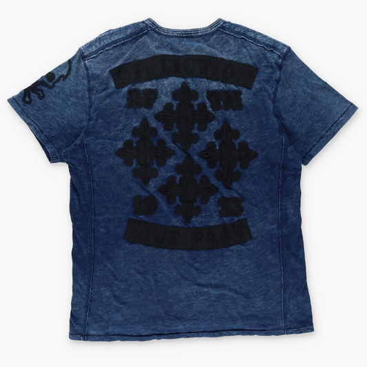 AFFLICTION Y2K Grunge Embroidered Cross USA Made Acid Wash Tee (XXL)