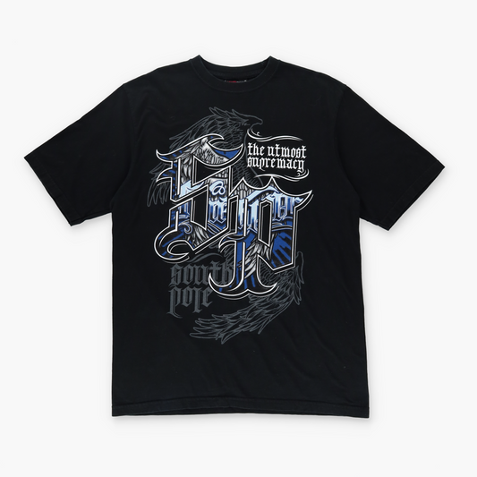 SOUTHPOLE Y2K Grunge Wing Graffiti Logo Black Tee (XL)