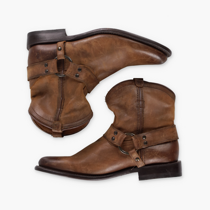 FRYE 'Wyatt' Harness Brown Motorcycle Ankle Boots (7-7.5)