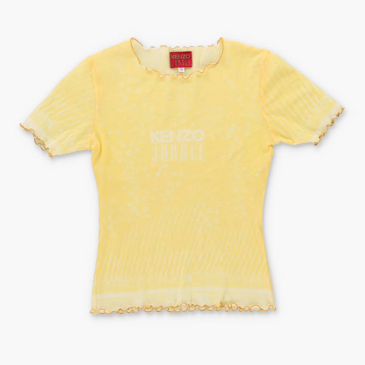 KENZO JUNGLE Mesh Lettuce Hem Y2K Top (Women's S)