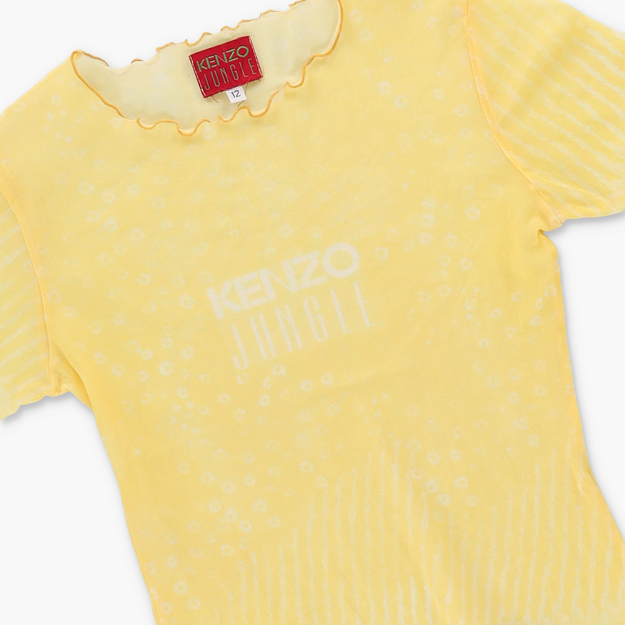 KENZO JUNGLE Mesh Lettuce Hem Y2K Top (Women's S)