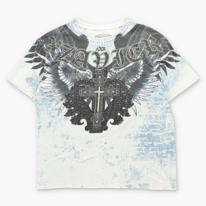 Y2K Xzavier Diamante Blue Black & White USA Made Tee (L)