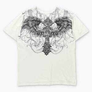 AFFLICTION Y2K Style White & Black USA Made Tee (XL)