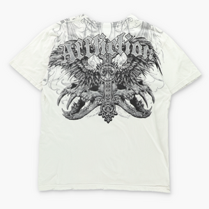 AFFLICTION Y2K Style White & Black USA Made Tee (XL)
