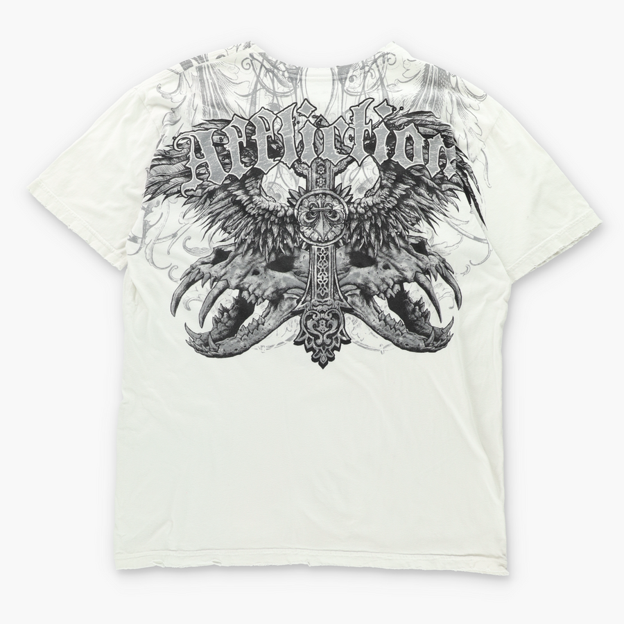 AFFLICTION Y2K Style White & Black USA Made Tee (XL)