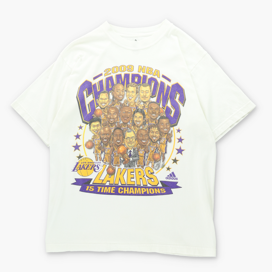 ADIDAS LA Lakers NBA Basketball Caricature Team Graphic Tee (S-M)