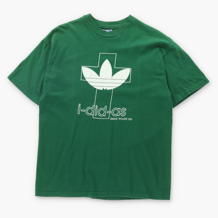 I-DID-AS Jesus Would Do Adidas Bootleg Green USA Made Tee (M)