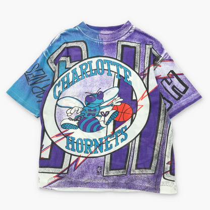 NBA Charlotte Hornets Teal & Purple All Over Basketball T-Shirt (L)