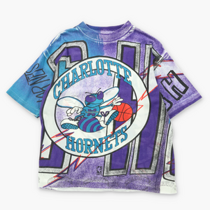 NBA Charlotte Hornets Teal & Purple All Over Basketball T-Shirt (L)