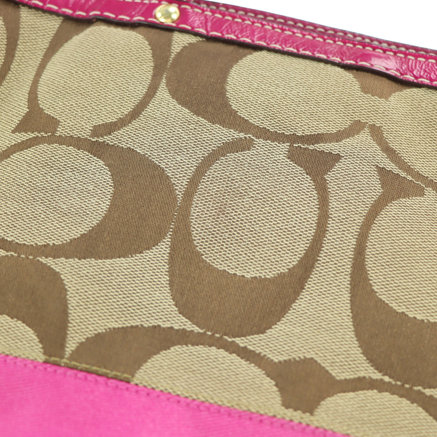 COACH 'Signature Stripe' 10124 Pink & Jacquard Tote Bag