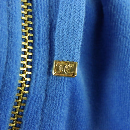 Vintage JUICY COUTURE 'Allure Blue' Embellished Y2K Velour Hoodie Sweatshirt (S)