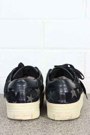 SAINT LAURENT Glitter Stars 'Court Classic' Black Suede Platform Sneakers (38.5)