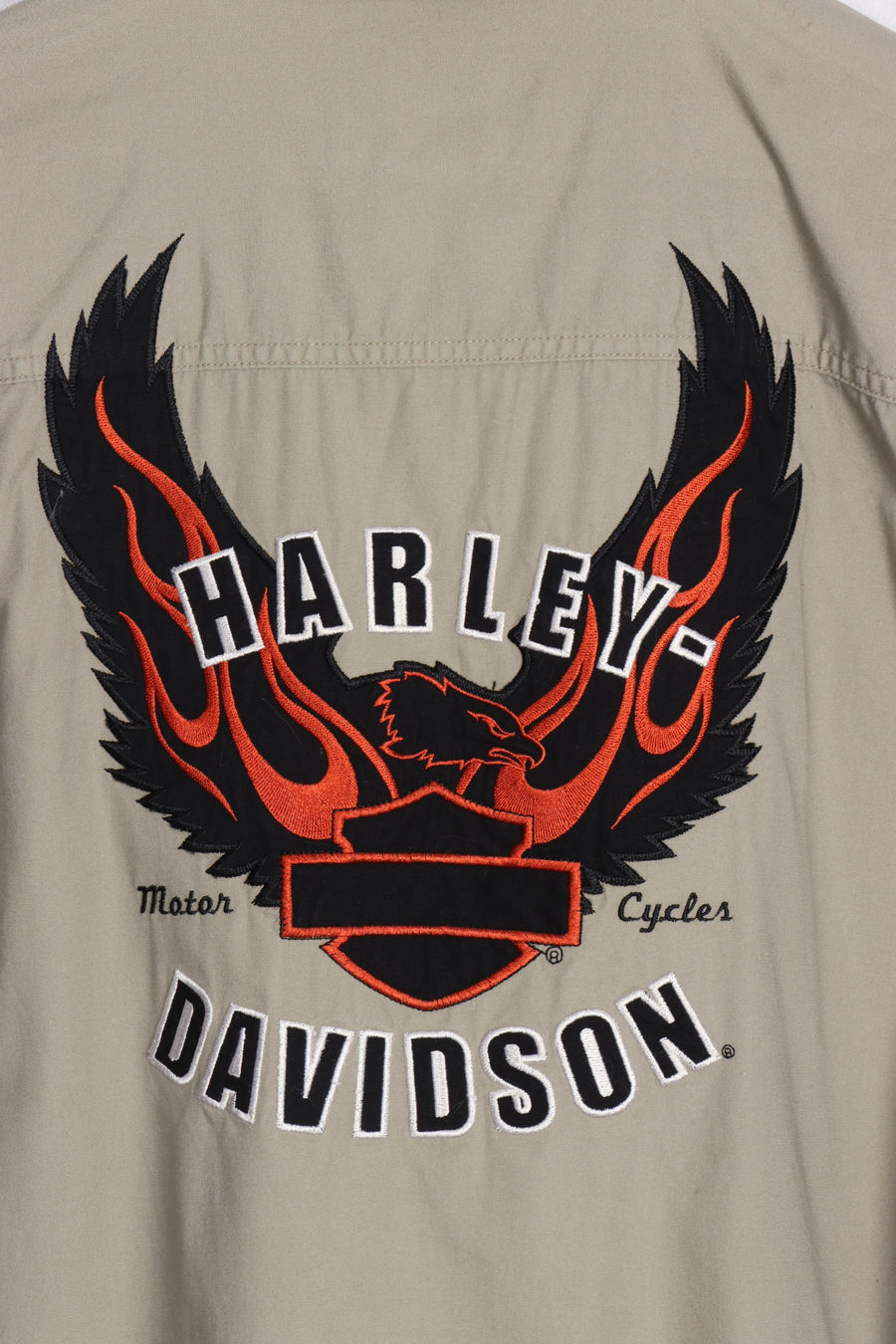 HARLEY DAVIDSON Embroidered Flame & Wings Long Sleeve Shirt (L-XL)