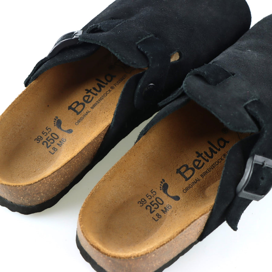 BETULA BIRKENSTOCK 'Boston' Black Suede Clogs (39/M6/L8)