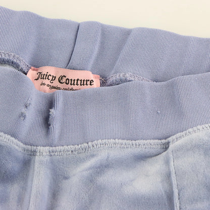 Vintage JUICY COUTURE Periwinkle Velour Embellished Logo Y2K Back Pocket Flare Track Pants (Women's M)