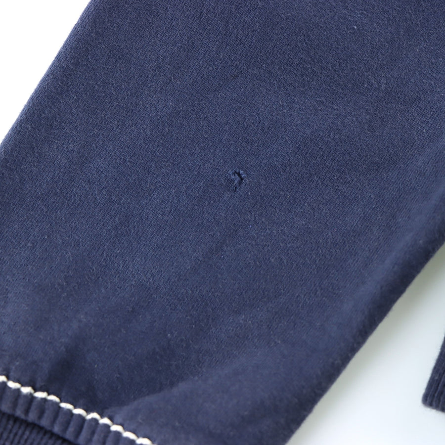 TRUE RELIGION Navy Blue Contrast Stitch Y2K Full Zip Hoodie Sweatshirt (M)