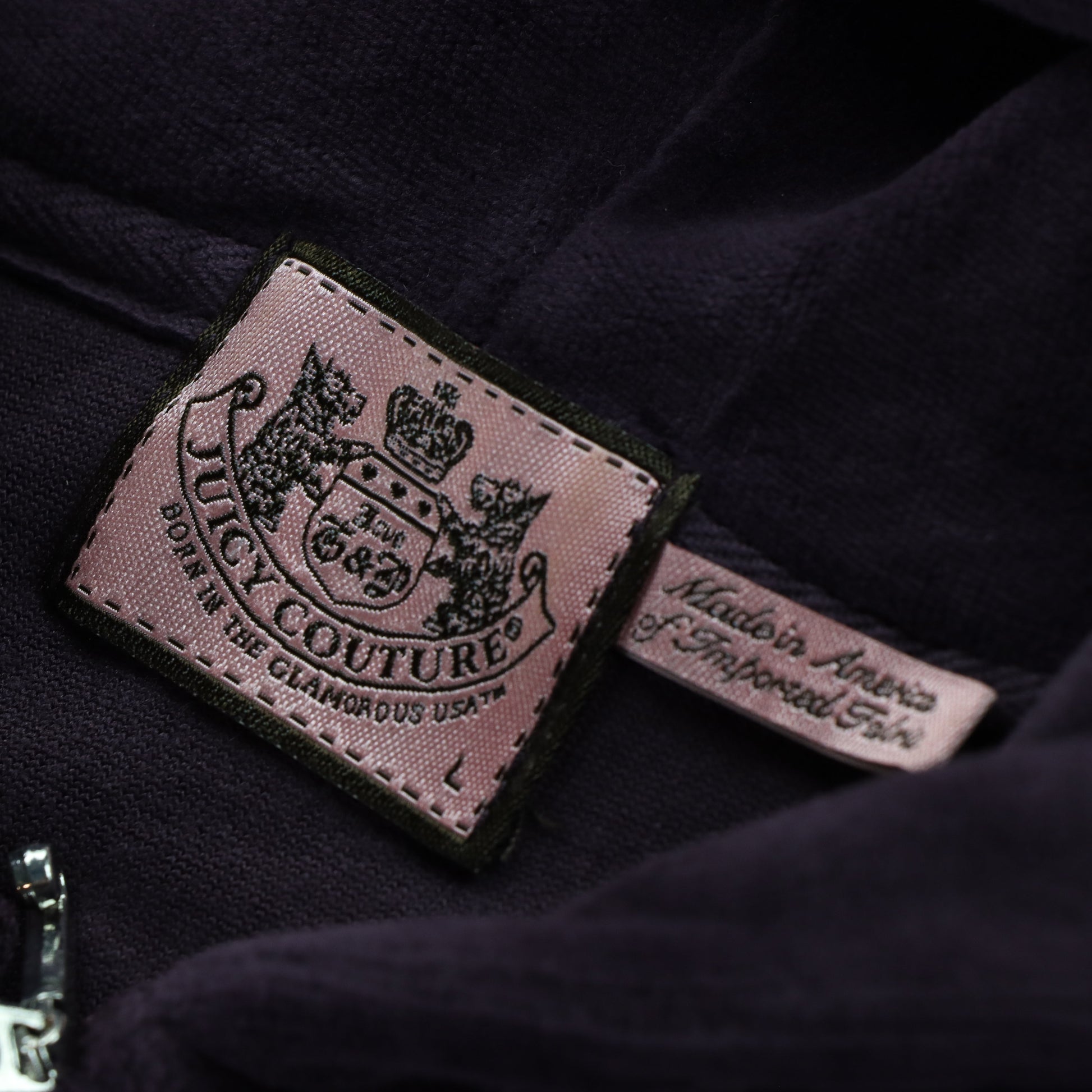 JUICY COUTURE Y2K Velour Puff Sleeve Plum Purple Hooded Tracksuit Jacket (Women's L) Vintage Sole Melbourne