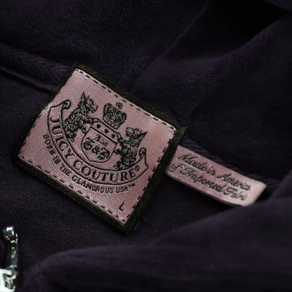 JUICY COUTURE Y2K Velour Puff Sleeve Plum Purple Hooded Tracksuit Jacket (Women's L) Vintage Sole Melbourne
