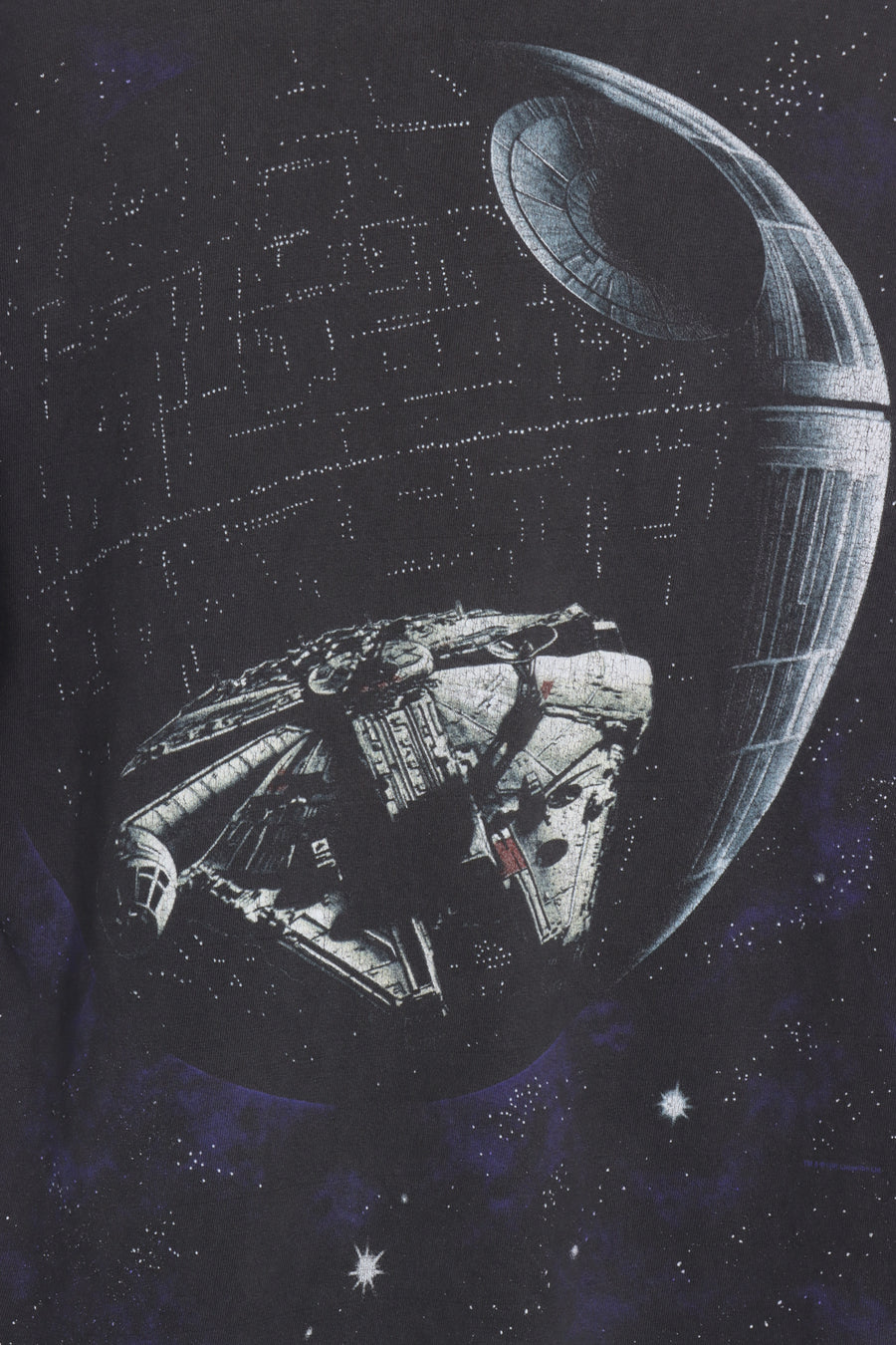 STAR WARS Millennium Falcon Fighter Death Star All Over T-Shirt (L)