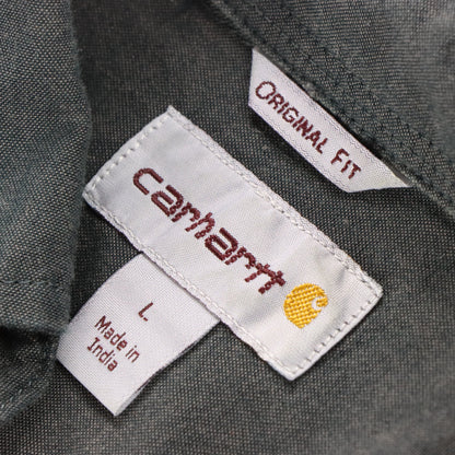 Vintage CARHARTT 'Original Fit' 104369 BKC Pocket Grey Workwear Shirt (L) Vintage Sole Melbourne