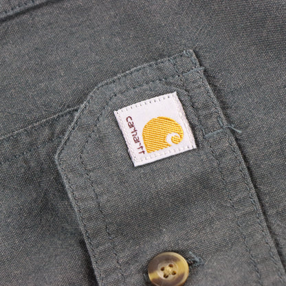 Vintage CARHARTT 'Original Fit' 104369 BKC Pocket Grey Workwear Shirt (L) Vintage Sole Melbourne