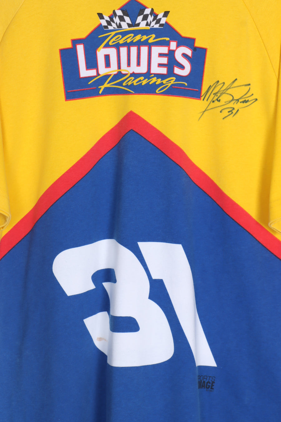 Autographed NASCAR Lowes Racing Mike Skinner All Over USA Made Tee (XL)
