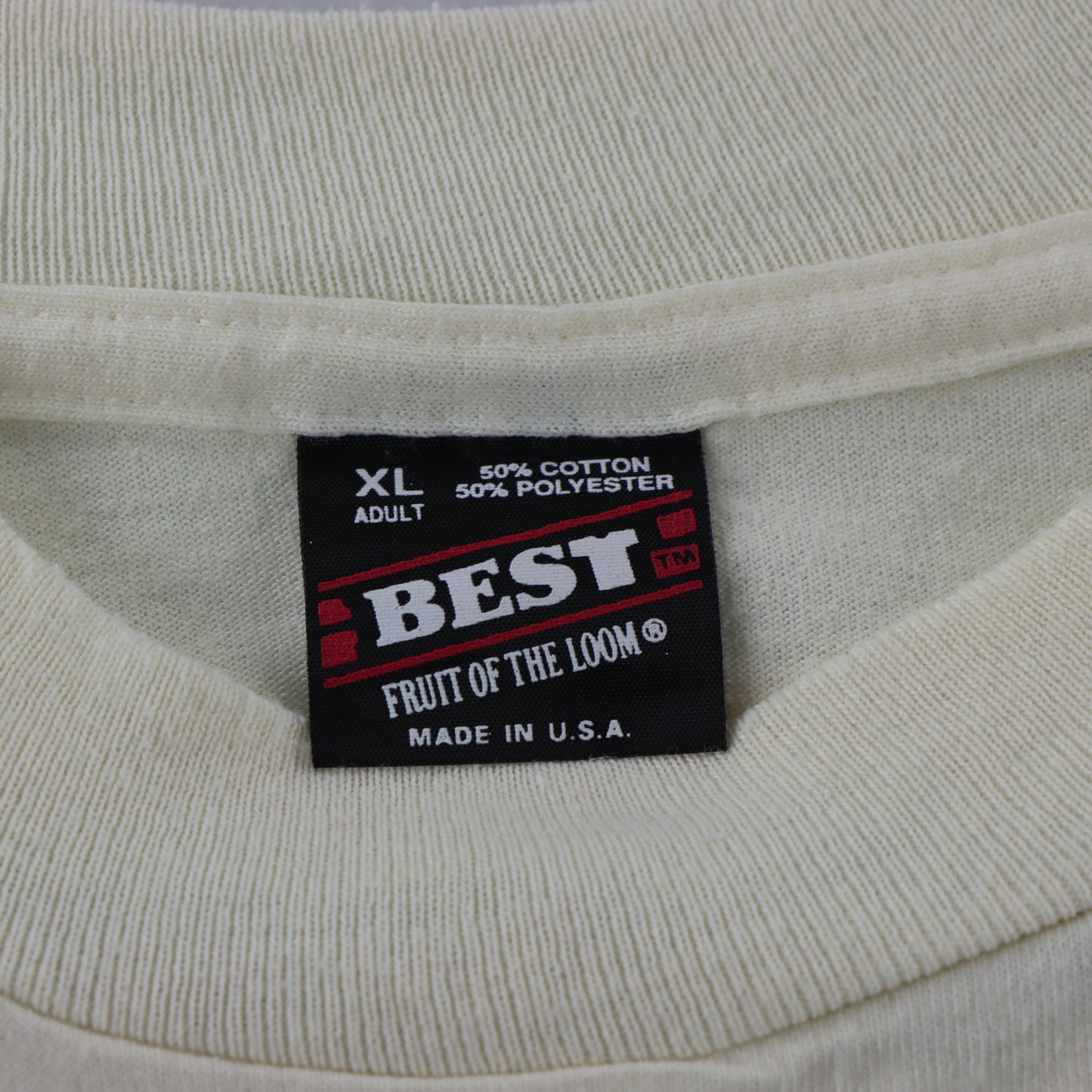 Jesus "No Greater Love" FRUIT OF THE LOOM Single Stitch USA Made Off White Tee (XL-XXL)