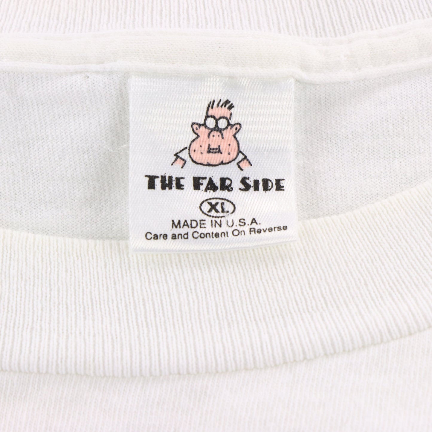 Vintage 1986 THE FAR SIDE Comic "Bummer Of A Birthmark Hal" White Single Stitch Tee USA Made (L) Vintage Sole Melbourne