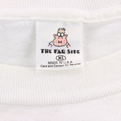 Vintage 1986 THE FAR SIDE Comic "Bummer Of A Birthmark Hal" White Single Stitch Tee USA Made (L) Vintage Sole Melbourne