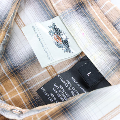 Vintage HARLEY DAVIDSON Embroidered 110th Anniversary Plaid Button Up Vest (M-L) Vintage Sole Melbourne