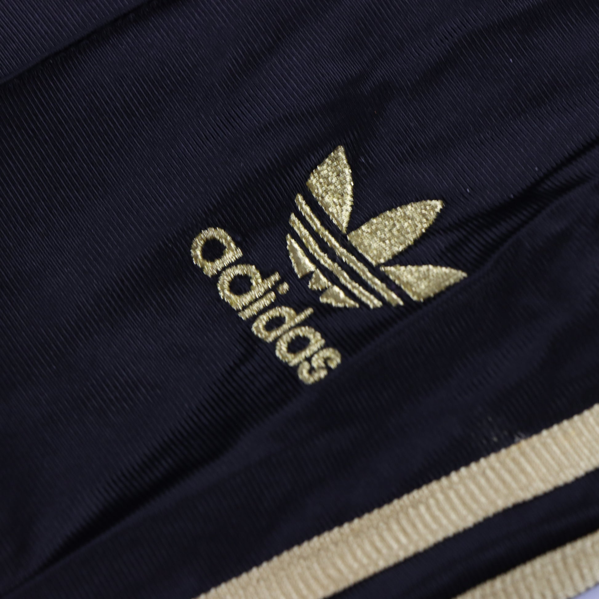 Vintage ADIDAS Metallic Gold & Black Embroidered 3-Stripe Tracksuit Pants (M) Vintage Sole Melbourne