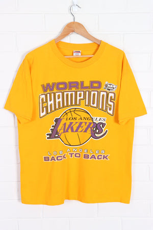 NBA LA Lakers "Back 2 Back" World Champions Front Back T-Shirt (L) - Vintage Sole Melbourne
