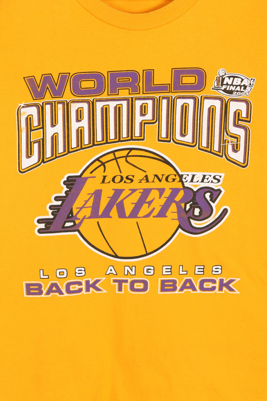 NBA LA Lakers "Back 2 Back" World Champions Front Back T-Shirt (L) - Vintage Sole Melbourne