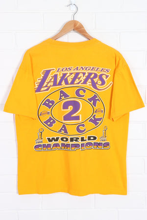 NBA LA Lakers "Back 2 Back" World Champions Front Back T-Shirt (L) - Vintage Sole Melbourne