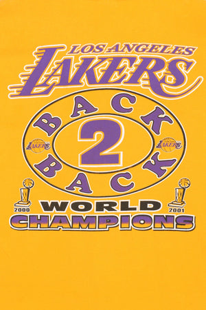 NBA LA Lakers "Back 2 Back" World Champions Front Back T-Shirt (L) - Vintage Sole Melbourne