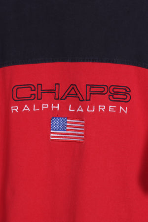 CHAPS RALPH LAUREN Embroidered Flag Two Tone Tee (XL)