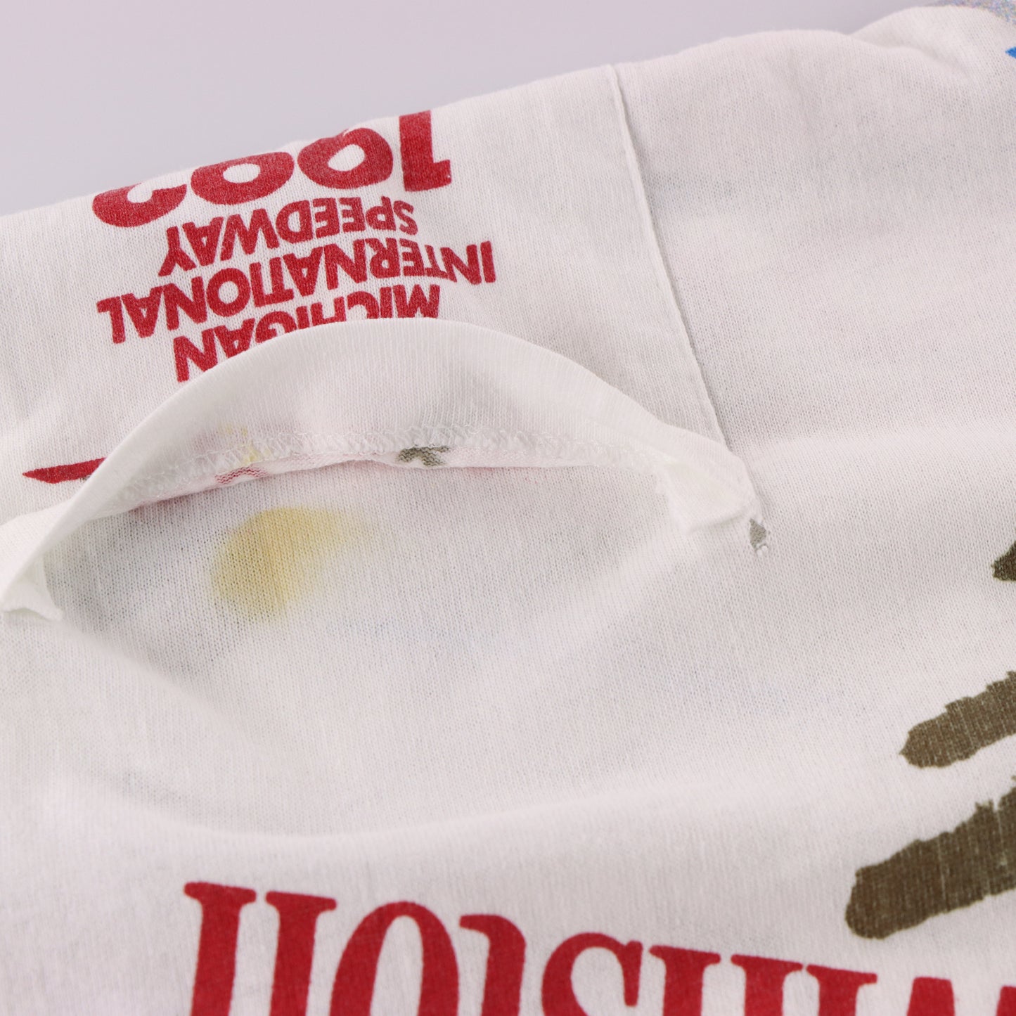 Winston Cup Series Michigan 1992 White Front Pocket NASCAR Single Stitch T-Shirt (L)