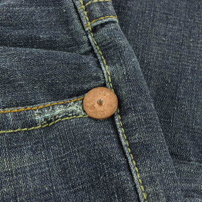 TRUE RELIGION Blue Denim Embroidered Horseshoe USA Made Flap Pocket Jeans (34)