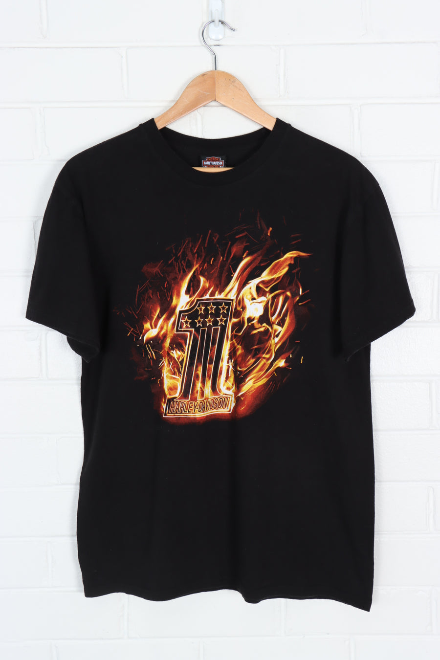 HARLEY DAVIDSON Iron Steed #1 Flame Front & Back Tee (L)