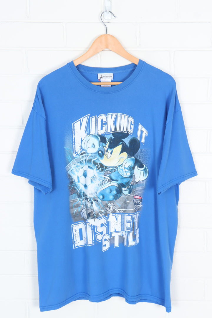 DISNEY Mickey Mouse "Kicking It" CHAMPION ESPN Soccer Tee (XL)