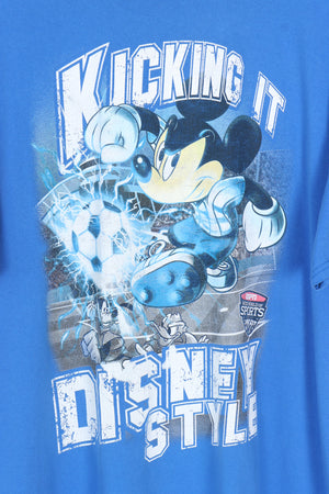 DISNEY Mickey Mouse "Kicking It" CHAMPION ESPN Soccer Tee (XL)