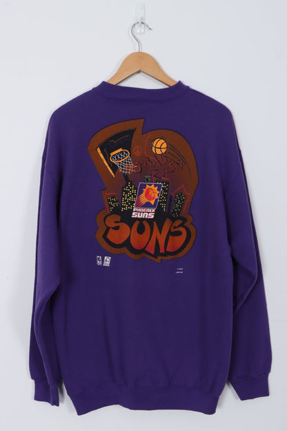 90s NBA Phoenix Suns Front Back 'Net City' Purple Sweatshirt (XL)