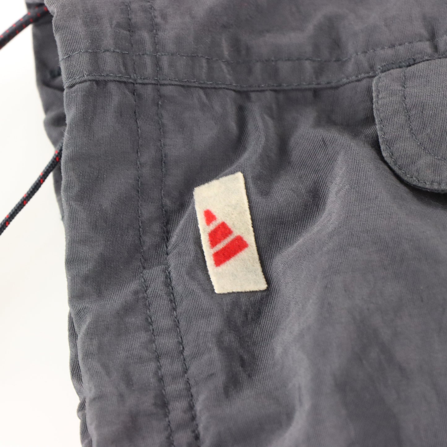 Vintage ADIDAS Spell Out Logo Grey & Red Pull Over Embroidered Windbreaker (L) Vintage Sole Melbourne