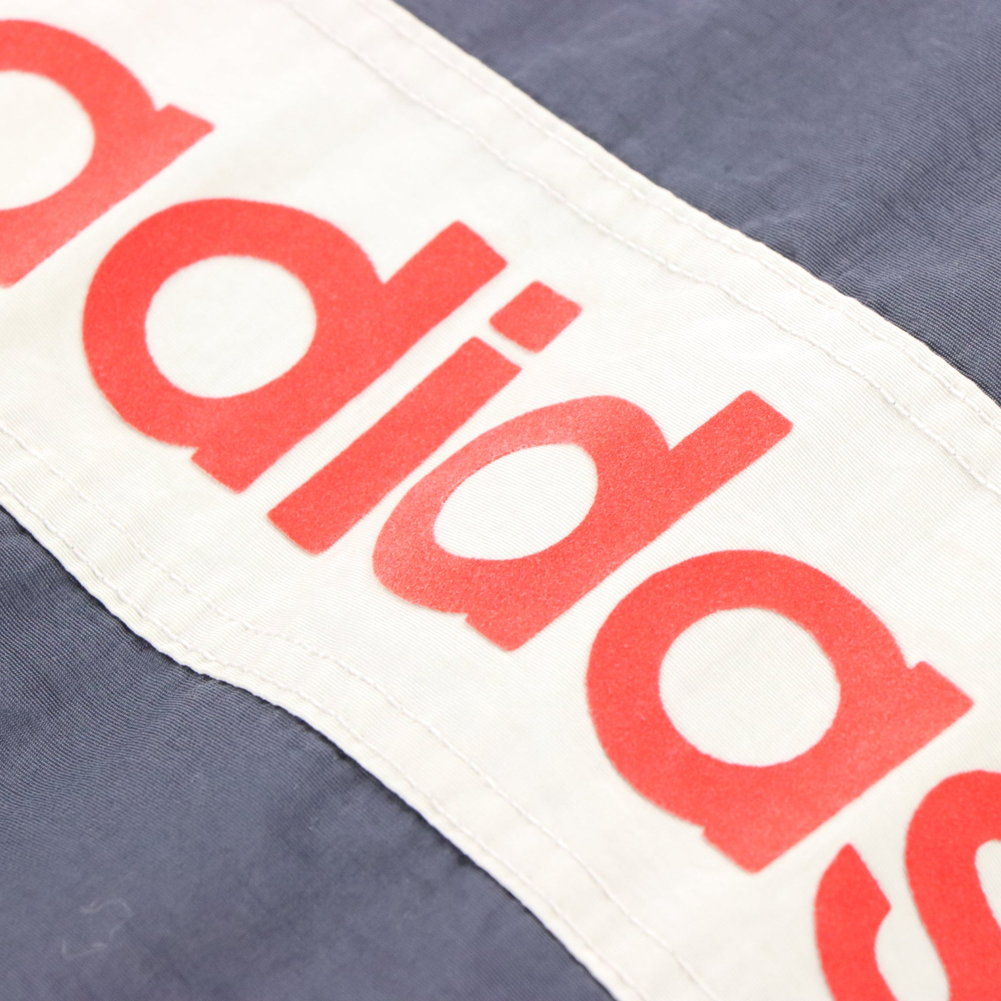 Vintage ADIDAS Spell Out Logo Grey & Red Pull Over Embroidered Windbreaker (L) Vintage Sole Melbourne