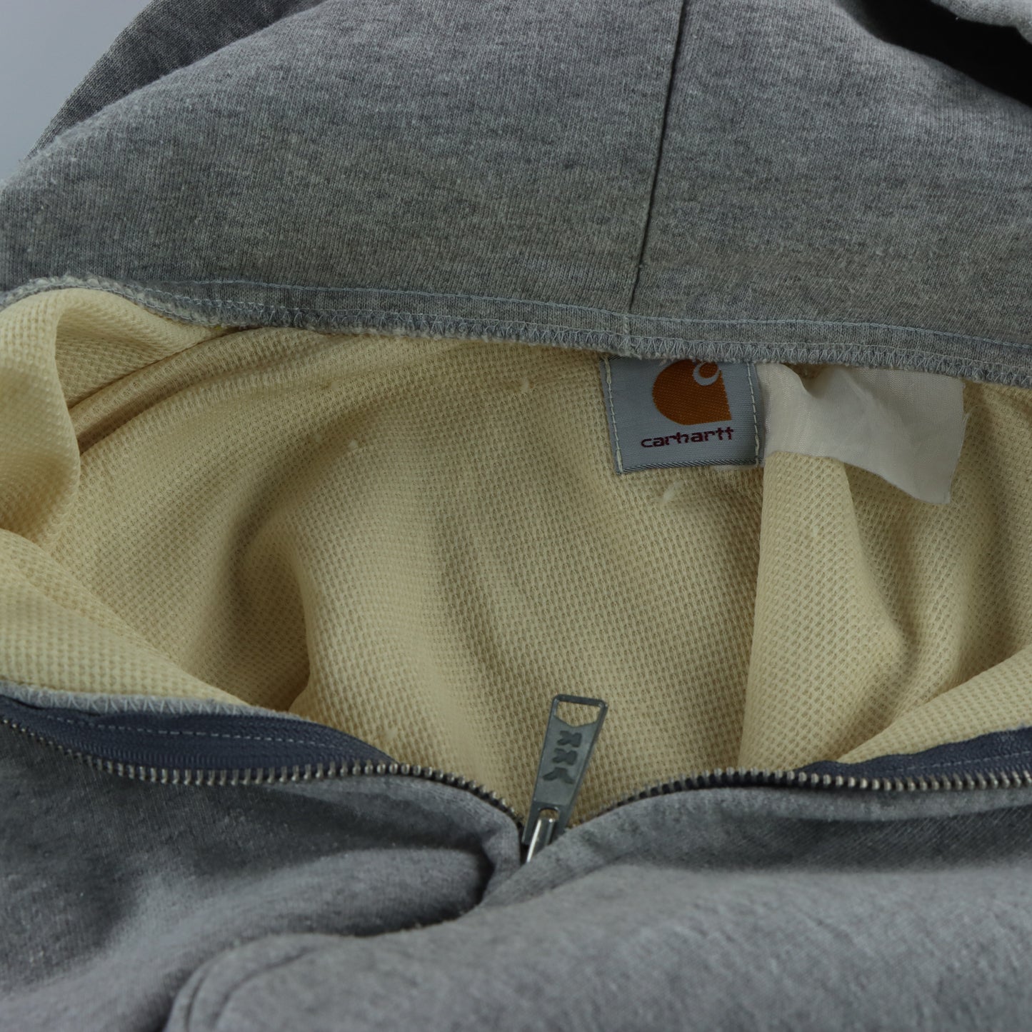 CARHARTT Embroidered Logo Thermal Lined Grey Hooded Zip-Up Sweatshirt (M)
