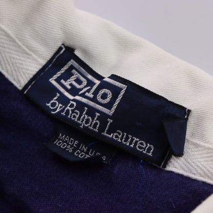 Vintage POLO RALPH LAUREN Stripe USA Made Navy & White Rugby Sweatshirt (L) Vintage Sole Melbourne