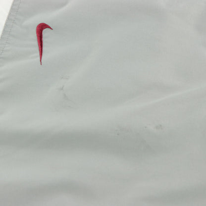 NIKE 90s Grey & White Embroidered Red Swoosh Lined Windbreaker Zip-Up Jacket (L)