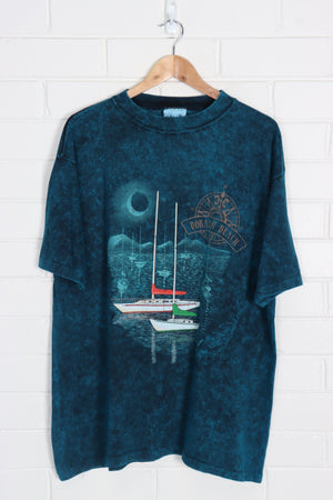 Dorado Beach Sailing Boats Blue Acid Wash Single Stitch USA Made (XL)