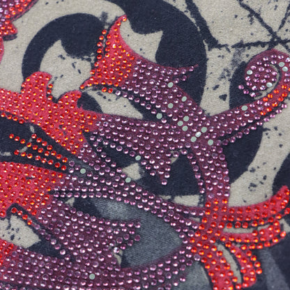 Vintage CHRISTIAN AUDIGIER Rhinestone Logo & Gold Foil Snakes All Over Print Y2K Tee USA Made (S) Vintage Sole Melbourne